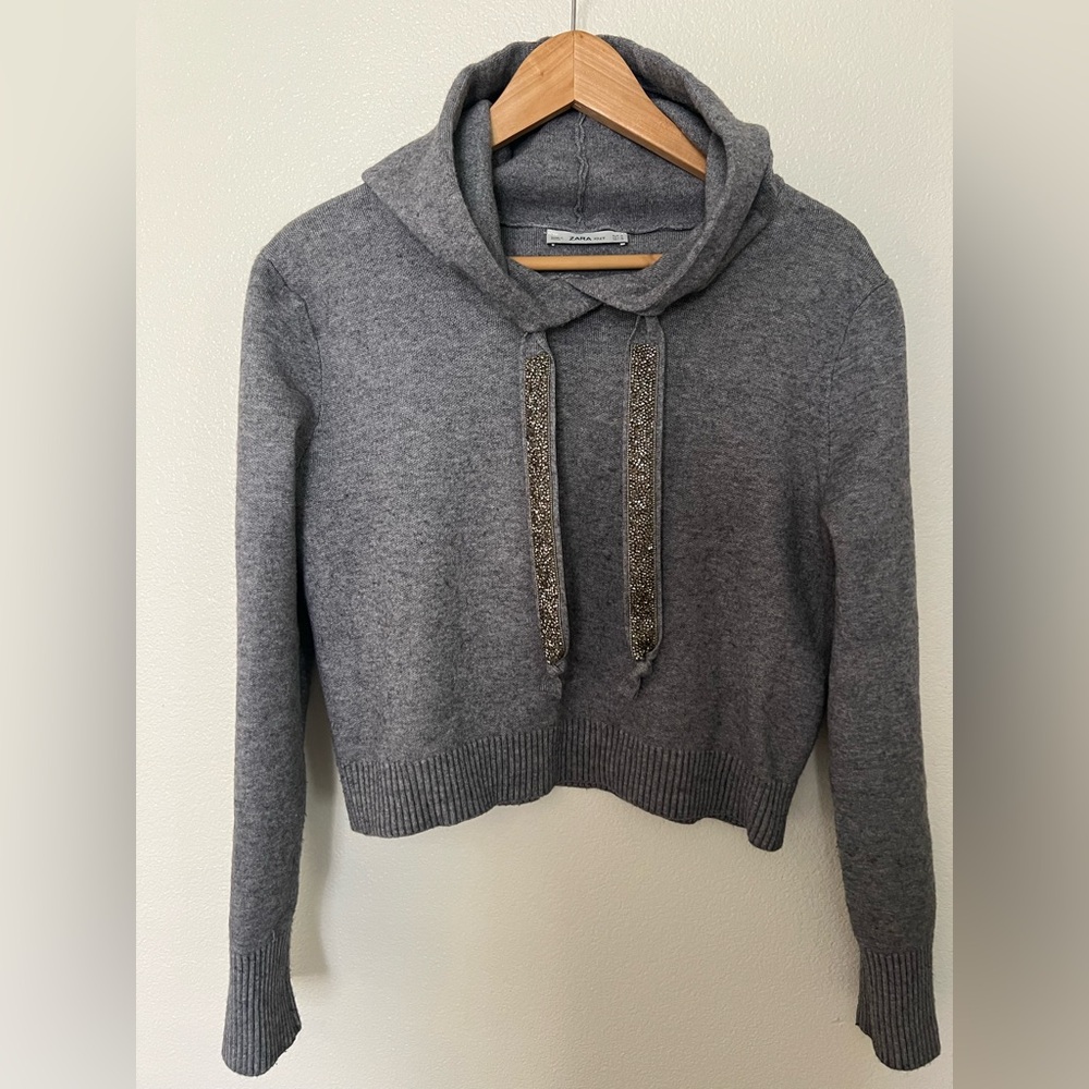 Zara Gray Sweater with Silver Accents